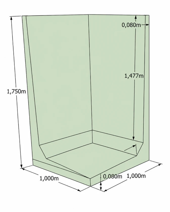 Hoek Keerwand 175 cm