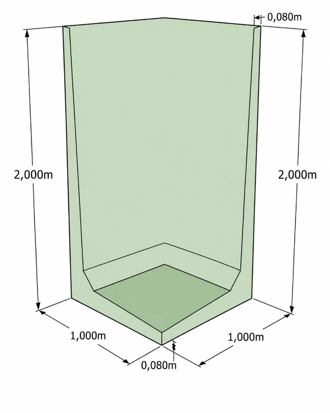 Hoek Keerwand 200 cm