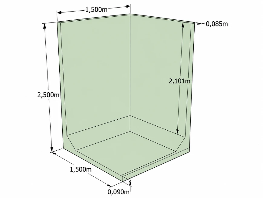 Hoek Keerwand 250 cm