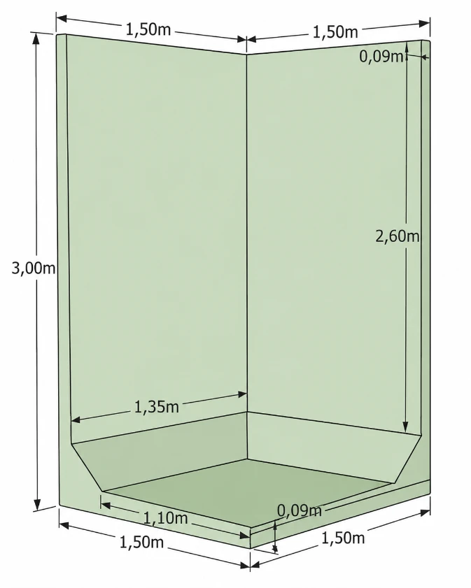 Hoek Keerwand 300 cm